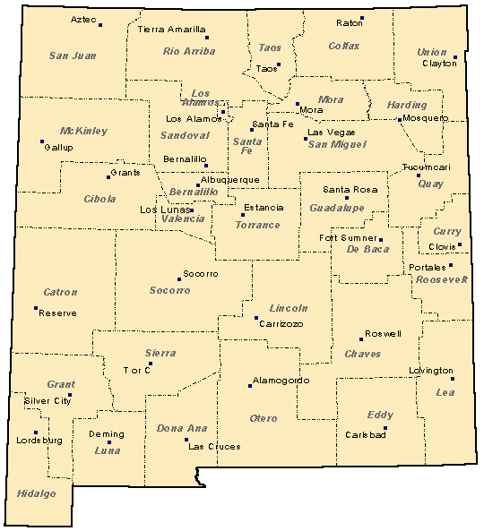 New Mexico Counties Map 7599